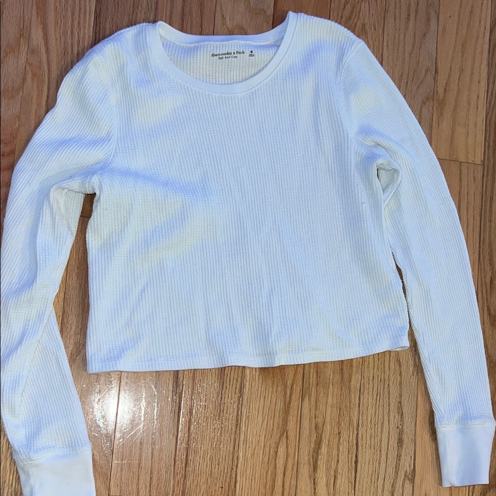 Abercrombie & Fitch White Long Sleeve Tee soft collection M